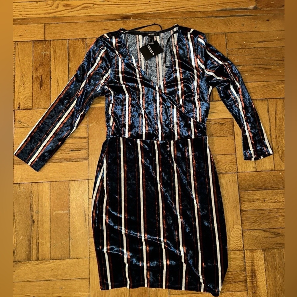 Forever 21 Blue , White , and Orange striped dress